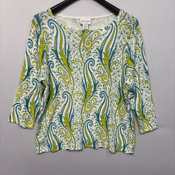 NWT Oscar de la Renta Women 3/4 Sleeve Knit Top Blouse Shirt 2X Floral D045 -6 - Picture 12 of 16